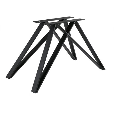 Modena Contemporary Matte Black and Walnut Wood Rectangular Dining Table