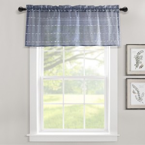 Lush Décor Farmhouse Textured Sheer Valance Navy Single 52x18+2 - 1 of 4