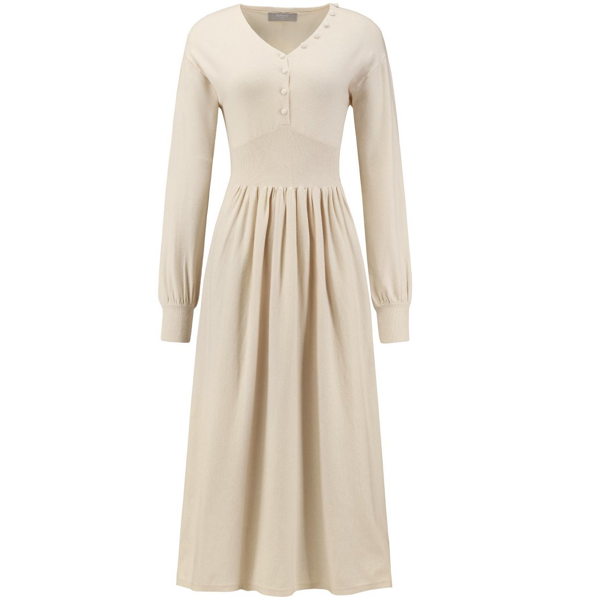 Женские платья INSPIRE CHIC Women's A-Line V Neck Long Sleeve Ribbed Knit Sweater Dress Beige Large — фото 2