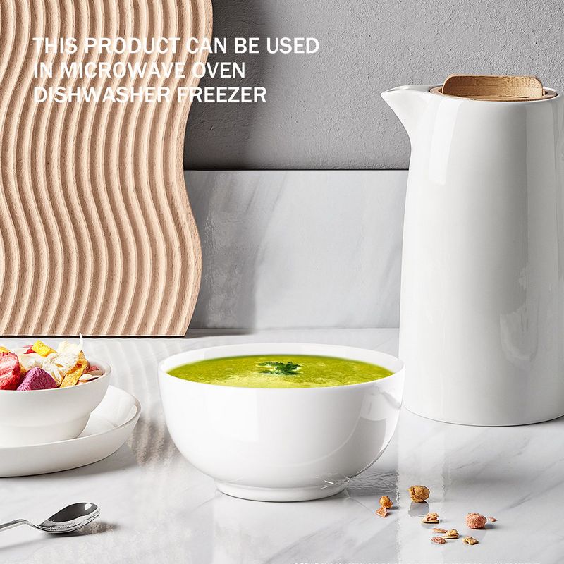 WhizMax Porcelain Bowls Set Premium White Ceramic Bowls, 4 of 8