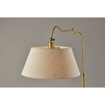 Rodeo Floor Lamp Antique Brass - Adesso: Swing Arm, Adjustable, Mid-Century Modern Design