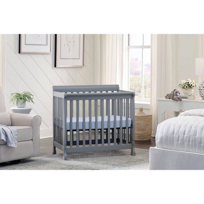 Gray Convertible Mini Crib with Twin Bed Option