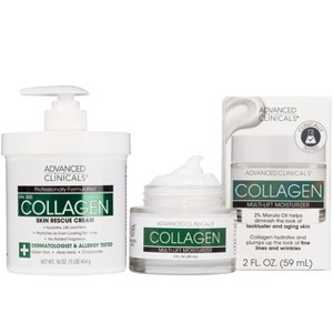 Advanced Clinicals Collagen Face Lotion + Collagen Body Cream. Moisturizing Set for Dry, Damaged Skin. Two Piece Set - 1 of 4
