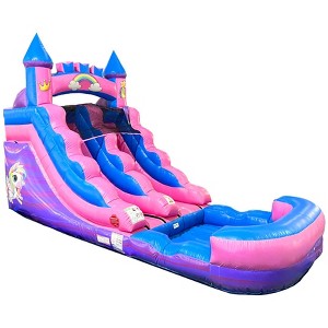 Pogo Bounce House Crossover Kids Inflatable Water Slide, Pink Unicorn no blower, 12 ft - 1 of 4
