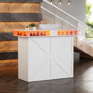 PAKASEPT 55" White Reception Desk Retail Counter with Lockable Drawer, RGB LED light and Charging Station - 1 of 4