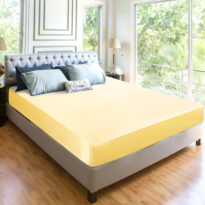 PiccoCasa Satin Solid Silky Deep Pocket Bed Fitted Sheet 1 Pc