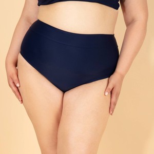 Lands' End Women's UPF High Waist Full Coverage Tummy Control Bikini Bottom - 1 of 4