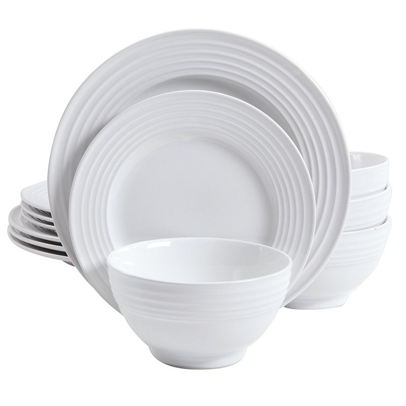 Plaza Cafe 12 Piece Stoneware Dinnerware Set in White, 5 of 6