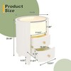 Kumasinova 19.69" Round Nightstand with LED Light,Modern End Table with Glass Tabletop and Open Storage Shelf for Bedroom,Living Room,White - 3 of 4