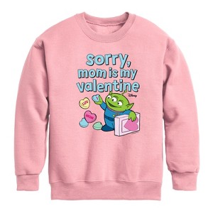 Boys' - Toy Story - Sorry Mom My Valentine Graphic Long Sleeve Fleece Sweatshirt - 1 of 3