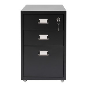 YIYIBYUS Vertical File Cabinet, Metal Mobile File Cabinet with Lock, Black - 1 of 4