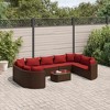 vidaXL Patio Sofa Set with Cushions Garden Furniture 10 Piece Poly Rattan - Brown and Red - 2 of 4