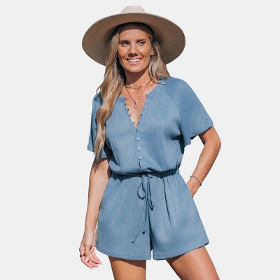 Women's Breezy Beach Romper with Waist Tie - Cupshe