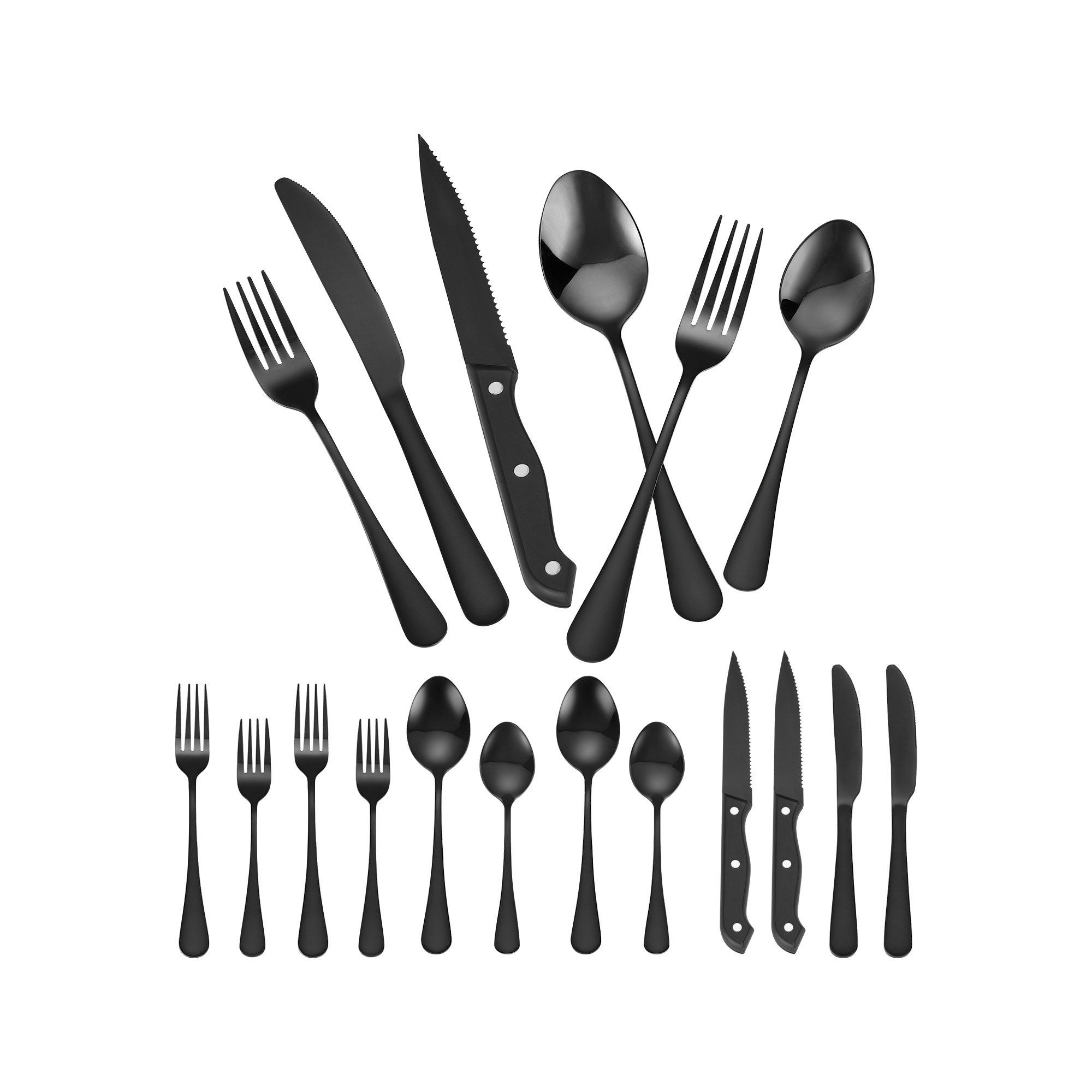 Angel Sar 48-Piece Stainless Steel Silverware Set, 18/0 Flatware Service for 8, Includes Carving Knife, Complete Cutlery Set for Home & Restaurant Use