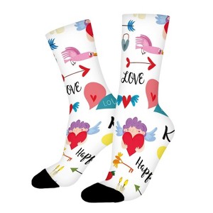 Cupids Arrow Heart Women Printed Crew Socks Funny Funky Socks Soft Polyester Novelty Gifts for Artists Men - 1 of 1