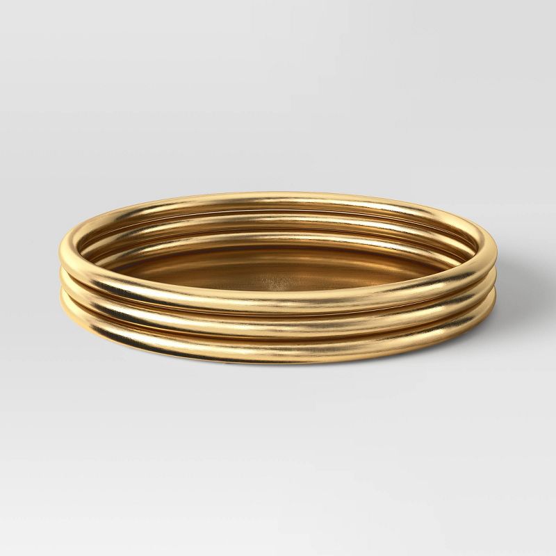 Metal Ribbed Decorative Tray Gold - Threshold&#8482;, 1 of 5