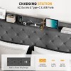 2-Piece Set Upholstered Queen Size Bed Frame with 4 Storage Drawers & Wingback Headboard, USB/Type-C Charging Station, Diamond Tufted Design, Black - 4 of 4