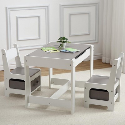 3-in-1 Wooden Kids Table and Chair Set with Storage Drawer for Arts, Crafts, Drawing, and Playroom Activities, Kids Table and Chair Set
