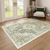 Lahome  Large Floral Border Contrast Short Pile Velvet Rectangular Indoor Area Rug - 3 of 4