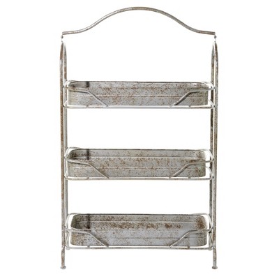 36" Rustic Iron 3-Tiered Rectangular Garden Rack Gray - Olivia & May