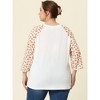 Agnes Orinda Women's Plus Size Top Raglan Floral Print V Neck 3/4 Sleeve Peasant Blouse - 4 of 4