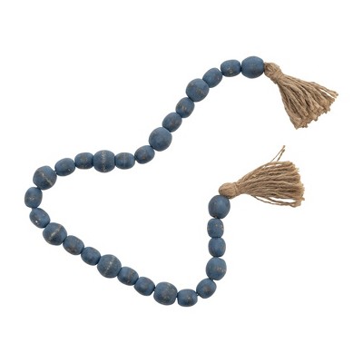 Sagebrook Home Wooden Bead Garland - Contemporary Rustic Natural Brown Mango Wood Home Decor Beaded Accent