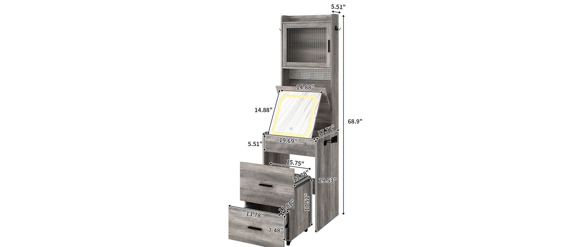 Karl Home Makeup Vanity Set with LED Lights and Power Outlets