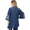 Roaman's Women's Plus Size Embroidered Chambray Duster - 3 of 4