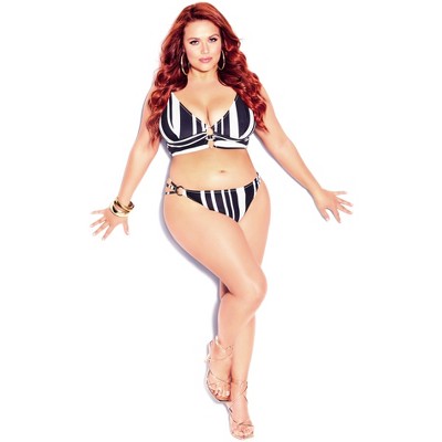 Women's Plus Size Amara Print Bikini Pant - black | CCX