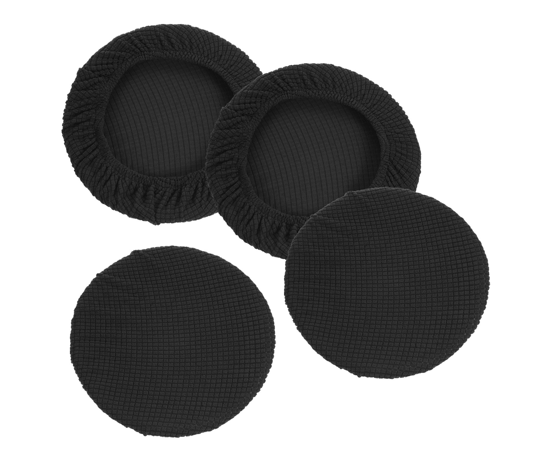Unique Bargains Polyester Round Washable Elastic Bar Stool Cover for Dia 11"-13" Chairs 4 Pcs Black