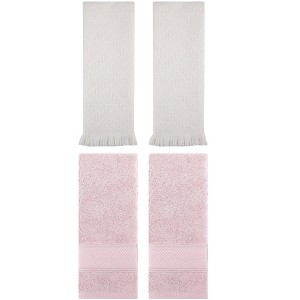 REGALWOVEN 4 Pcs Bathroom Decorative Cotton Soft Absorbent Sold Striped Hand Towel - 1 of 4