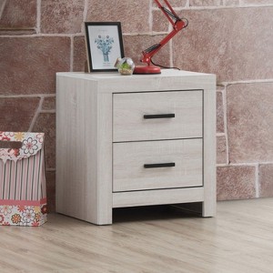 PAGED Wooden Nightstand Modern Side Table with 2 Storage Drawers and Black Handles, Bedside Cabinet for Bedroom, Living Room - 1 of 4