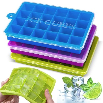 LunaLulinlk Silicone Ice Cubes with Lids for Freezers 3 Pack Mini Ice Cubes 24 Ice Cubes per Cube for Cocktails Whiskey Chocolate