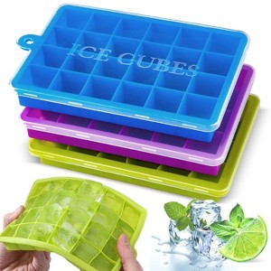 LunaLulinlk Silicone Ice Cubes with Lids for Freezers 3 Pack Mini Ice Cubes 24 Ice Cubes per Cube for Cocktails Whiskey Chocolate - 1 of 4