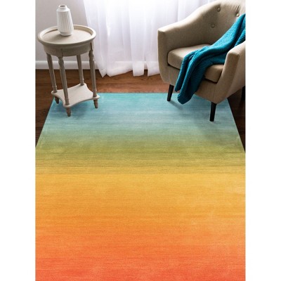 Ombre Elegance Handmade Wool Rectangular Rug in Blue - 7'6" x 9'6"