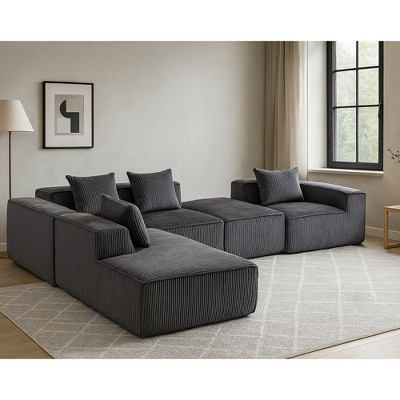 Grungis Comfy Corduroy Sofa Couch with 5 Seaters,U Shape Sectional Sofa with Flexible Modular Configuration,Sofa for Living Room Furniture