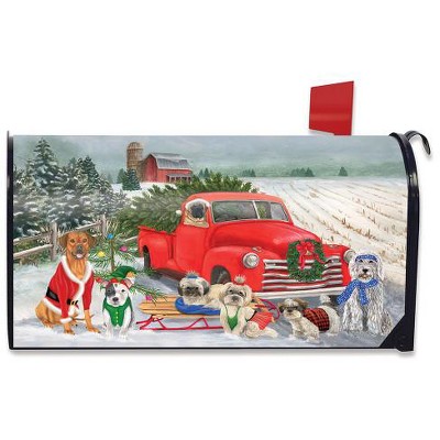 Briarwood Lane Mailbox Cover  - Standard Size - Holiday Dogs Christmas For Christmas Mailbox Cover