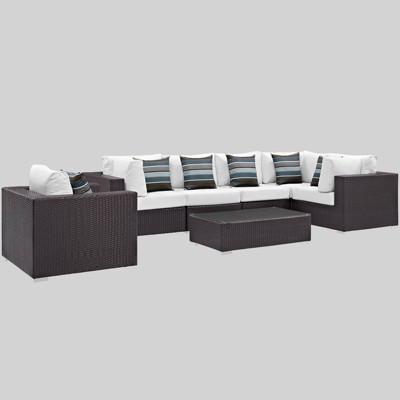 Convene 7pc Outdoor Patio Sectional Set - White - Modway