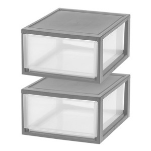 IRIS Compact Stacking Storage Plastic Drawer Organizer with Clear Doors - 1 of 4