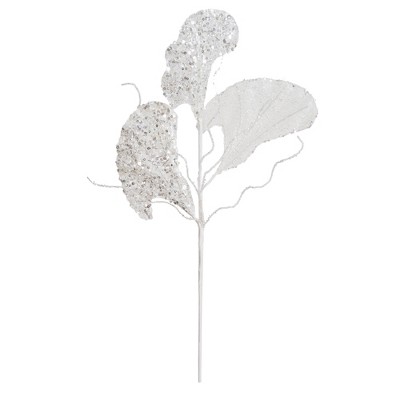 Vickerman Fiddle Leaf Glitter Aritificial Christmas Spray