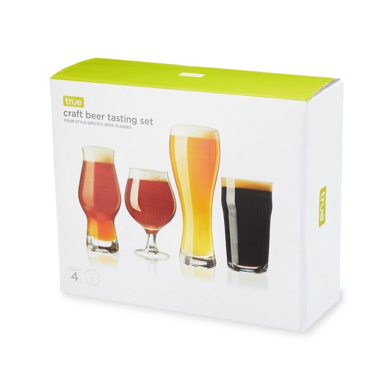 True Craft Beer Tasting Kit Glasses, Dishwasher Safe for Drinking IPAs, Tulips, Hefeweizen, and Imperial Pint Glassware, Set of 4, Clear, 5 of 6