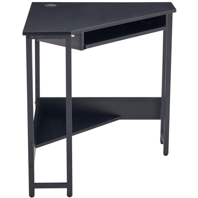 28.34''x24''x30.11''Triangle Computer Desk,Corner Desk With Smooth Keyboard Tray& Storage Shelves,Small Desk With Sturdy Steel Frame-The Pop Home, 4 of 10