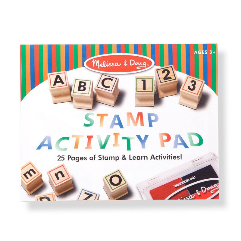 Melissa &#38; Doug Deluxe Letters and Numbers Wooden Stamp Set ABCs 123s With Activity Book, 4-Color Stamp Pad, 5 of 15