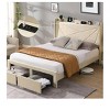 Bed Frame With 2 Storage Drawers, Lined Fabric Upholstered Headboard With Charging Station, Storage Shelf Upholstered Bed Frame, No Box Spring Needed - 4 of 4