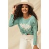 Slickblue Women's Dream Magic Baby Top, Vintage-Inspired Text & Stars Graphic, Mineral Washed, Charcoal, S - 2 of 4