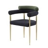 Fabric Upholstered Armrest Dining Chairs Set of 2,Round Boucle Backrest Dining Chair with Brushed Bronze Metal Legs,Kitchen Chair-Cuddlewood - 3 of 4