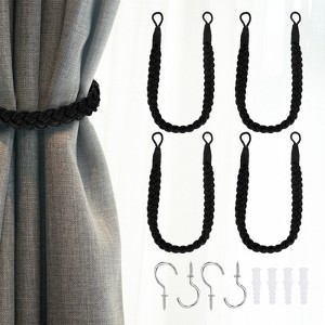 Unique Bargains Cotton Hand-Woven Decorative Metal Hook Curtain Drapes Holdbacks 23.6" - 1 of 4