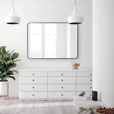 Zayda Sleek Black Aluminum Rectangular Wall Mirror 30x42