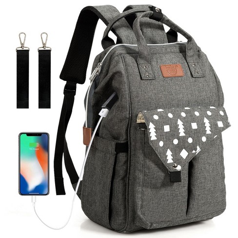 Diaper Bag Backpack Waterproof Large Baby Nappy Bag w USB Charging Port