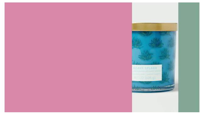 15.1oz Candle Agave Plant Print Agave Splash Blue - Opalhouse&#8482;, 2 of 5, play video